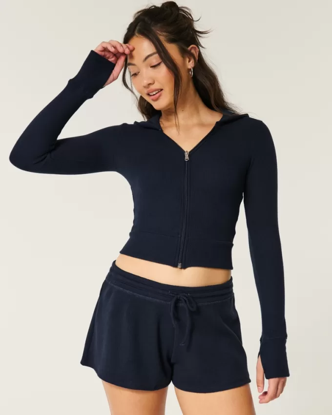 Gilly Hicks Waffle Zip-Up Hoodie,Gilly Hicks Waffle Zip-Up Hoodie