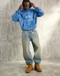 Greased Medium Wash Baggy Skater Jeans,Greased Medium Wash Baggy Skater Jeans