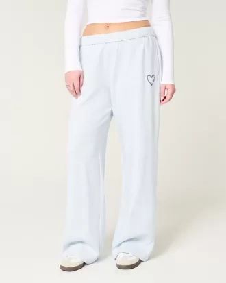Heart Graphic Wide-Leg Sweatpants,Heart Graphic Wide-Leg Sweatpants
