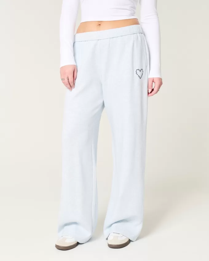 Heart Graphic Wide-Leg Sweatpants,Heart Graphic Wide-Leg Sweatpants