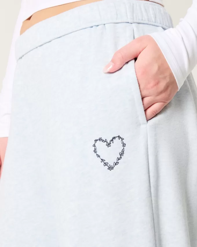 Heart Graphic Wide-Leg Sweatpants,Heart Graphic Wide-Leg Sweatpants