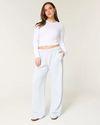 Heart Graphic Wide-Leg Sweatpants,Heart Graphic Wide-Leg Sweatpants