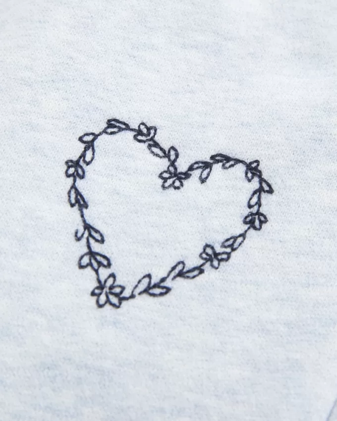 Heart Graphic Wide-Leg Sweatpants,Heart Graphic Wide-Leg Sweatpants