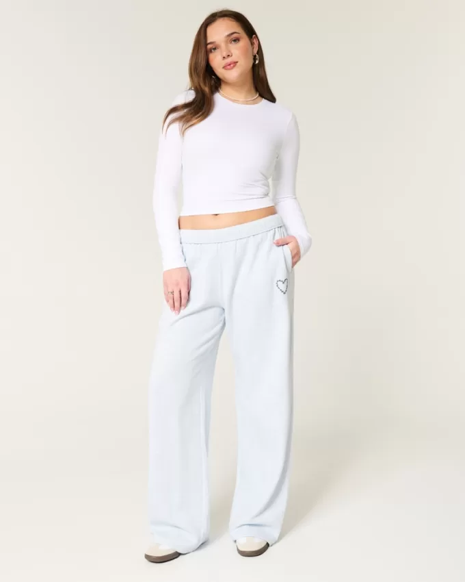 Heart Graphic Wide-Leg Sweatpants,Heart Graphic Wide-Leg Sweatpants