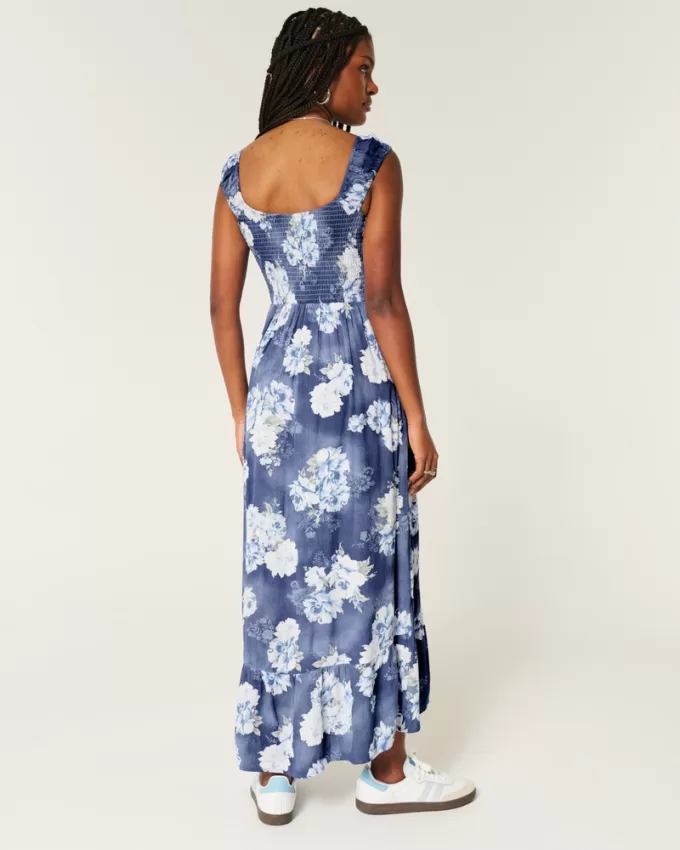 High-Low Hem Twist-Bust Midi Dress,High-Low Hem Twist-Bust Midi Dress