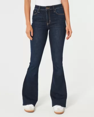 High-Rise Dark Wash Flare Jeans,High-Rise Dark Wash Flare Jeans