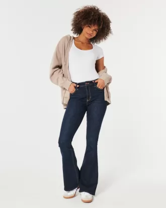 High-Rise Dark Wash Flare Jeans,High-Rise Dark Wash Flare Jeans
