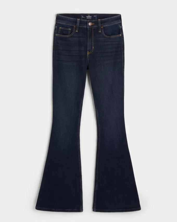 High-Rise Dark Wash Flare Jeans,High-Rise Dark Wash Flare Jeans