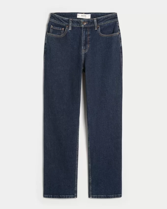 High-Rise Dark Wash Straight Jeans,High-Rise Dark Wash Straight Jeans