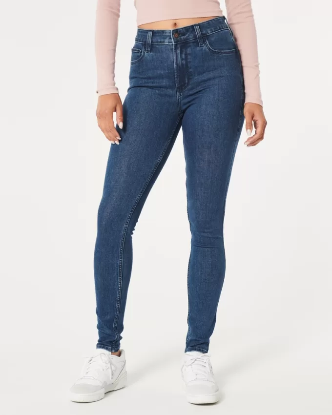 High-Rise Dark Wash Super Skinny Jeans,High-Rise Dark Wash Super Skinny Jeans
