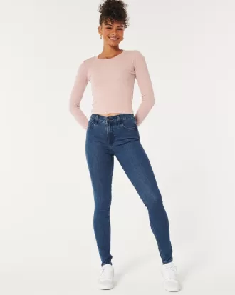 High-Rise Dark Wash Super Skinny Jeans,High-Rise Dark Wash Super Skinny Jeans