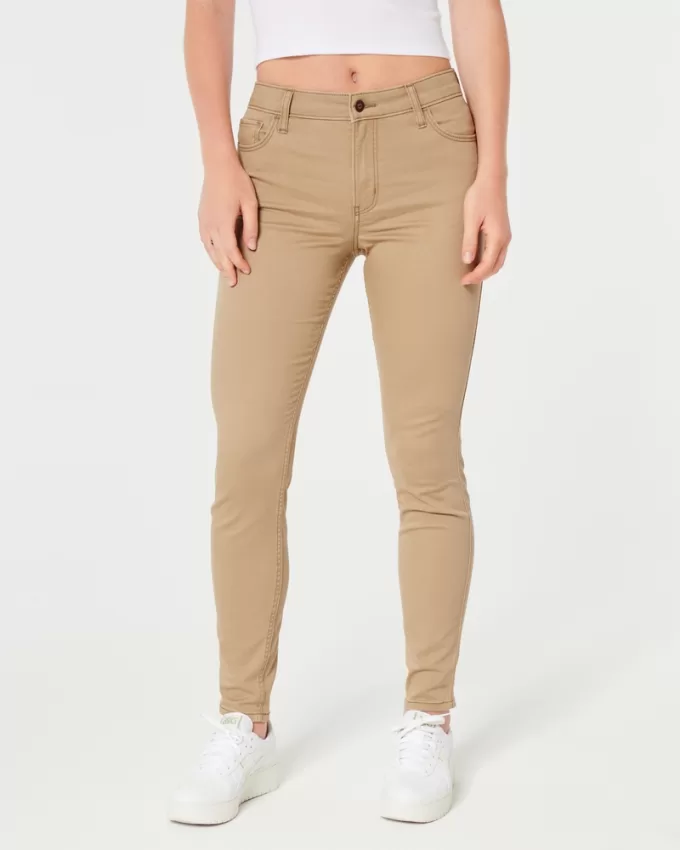 High-Rise Khaki Super Skinny Pants,High-Rise Khaki Super Skinny Pants