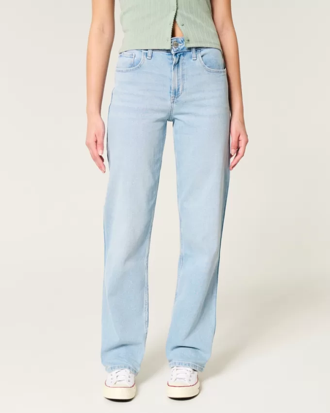 High-Rise Light Wash Dad Jeans,High-Rise Light Wash Dad Jeans