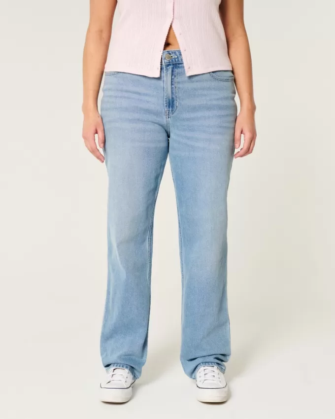 High-Rise Light Wash Straight Jeans,High-Rise Light Wash Straight Jeans