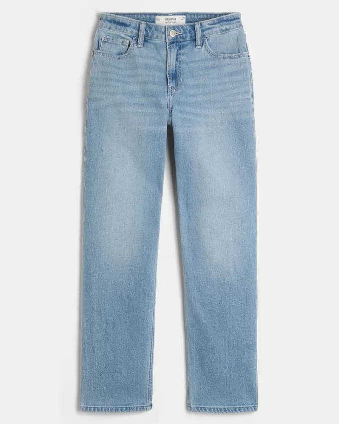 High-Rise Light Wash Straight Jeans,High-Rise Light Wash Straight Jeans