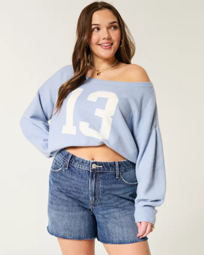 High-Rise Medium Dark Wash Relaxed Denim Shorts 5″,High-Rise Medium Dark Wash Relaxed Denim Shorts 5″