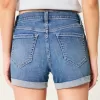 High-Rise Medium Wash Denim Shortie Shorts,High-Rise Medium Wash Denim Shortie Shorts