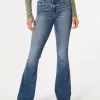 High-Rise Medium Wash Flare Jeans,High-Rise Medium Wash Flare Jeans