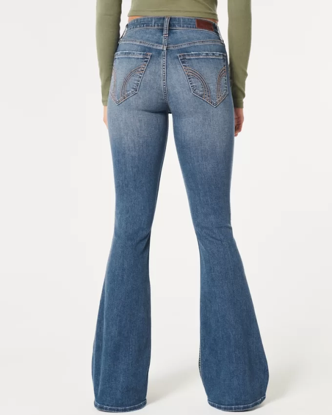 High-Rise Medium Wash Flare Jeans,High-Rise Medium Wash Flare Jeans