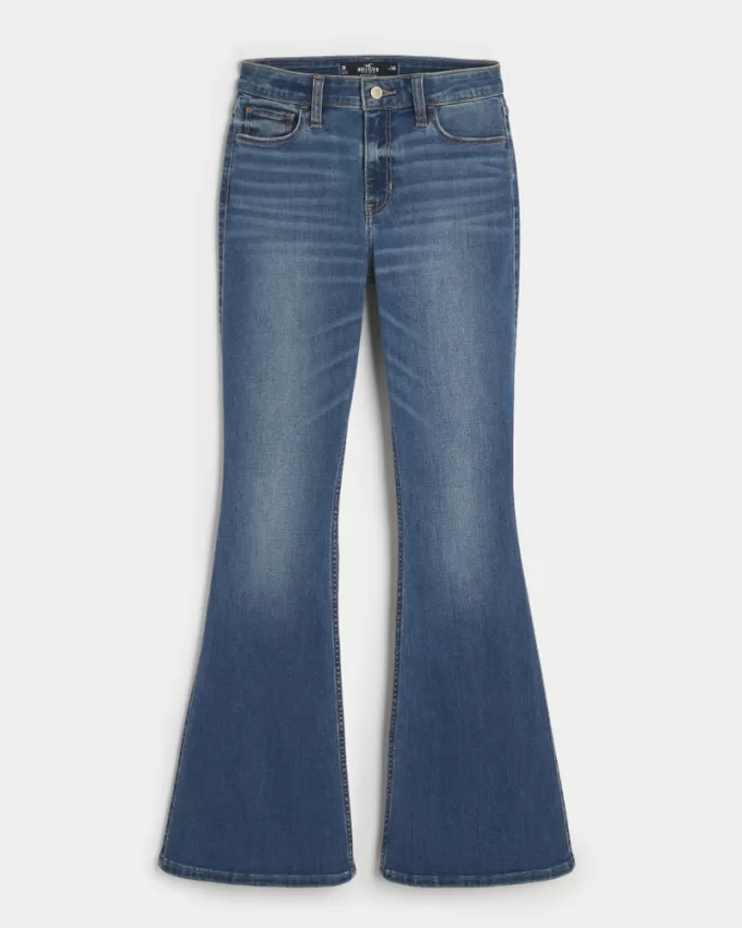 High-Rise Medium Wash Flare Jeans,High-Rise Medium Wash Flare Jeans