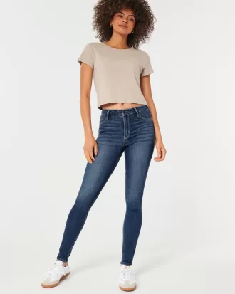 High-Rise Medium Wash Jean Leggings,High-Rise Medium Wash Jean Leggings