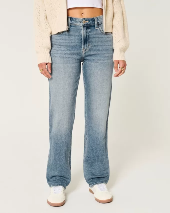 High-Rise Medium Wash Straight Jeans,High-Rise Medium Wash Straight Jeans