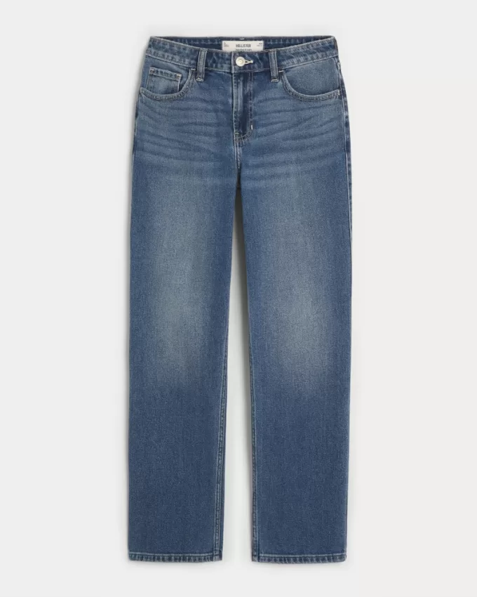 High-Rise Medium Wash Straight Jeans,High-Rise Medium Wash Straight Jeans