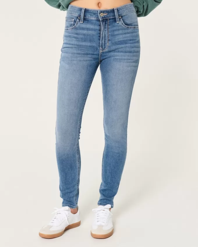 High-Rise Medium Wash Super Skinny Jeans,High-Rise Medium Wash Super Skinny Jeans