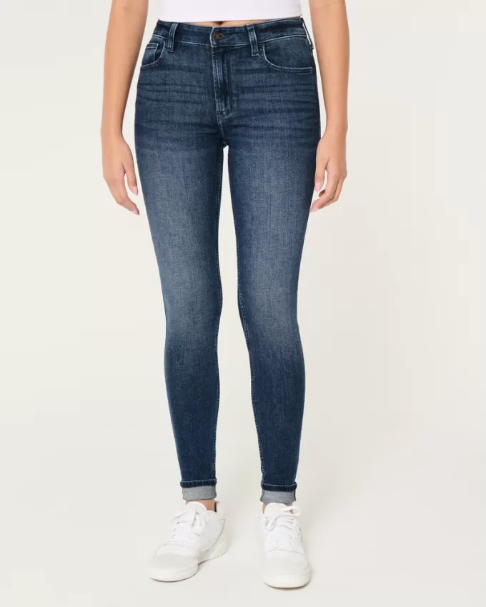 High-Rise Medium Wash Super Skinny Jeans,High-Rise Medium Wash Super Skinny Jeans