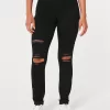 High-Rise Ripped Black Jean Leggings,High-Rise Ripped Black Jean Leggings
