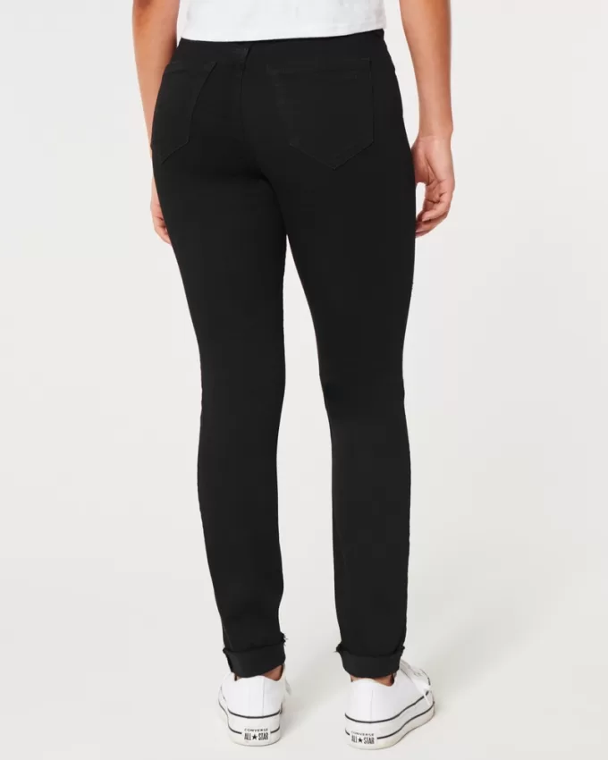 High-Rise Ripped Black Jean Leggings,High-Rise Ripped Black Jean Leggings