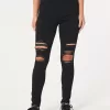 High-Rise Ripped Black Super Skinny Jeans,High-Rise Ripped Black Super Skinny Jeans