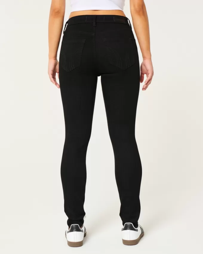 High-Rise Ripped Black Super Skinny Jeans,High-Rise Ripped Black Super Skinny Jeans