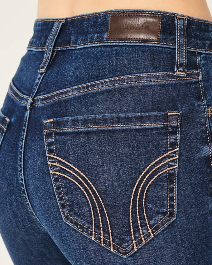 High-Rise Ripped Dark Wash Flare Jeans,High-Rise Ripped Dark Wash Flare Jeans