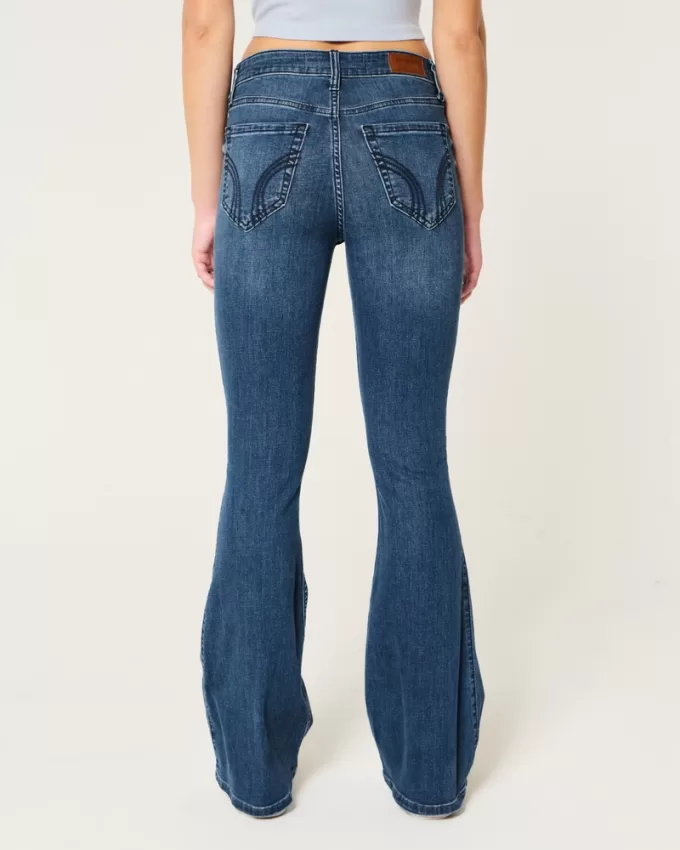 High-Rise Ripped Medium Wash Flare Jeans,High-Rise Ripped Medium Wash Flare Jeans