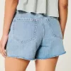 High-Rise Ripped Medium Wash Relaxed Denim Shorts 5″,High-Rise Ripped Medium Wash Relaxed Denim Shorts 5″