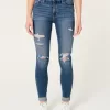 High-Rise Ripped Medium Wash Super Skinny Jeans,High-Rise Ripped Medium Wash Super Skinny Jeans
