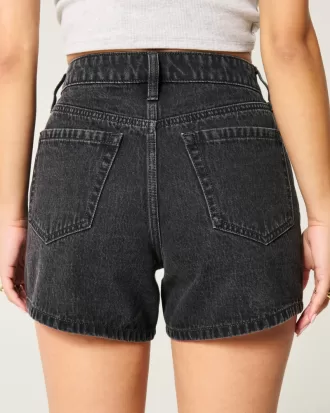 High-Rise Washed Black Relaxed Denim Shorts 5″,High-Rise Washed Black Relaxed Denim Shorts 5″