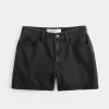 High-Rise Washed Black Relaxed Denim Shorts 5″,High-Rise Washed Black Relaxed Denim Shorts 5″