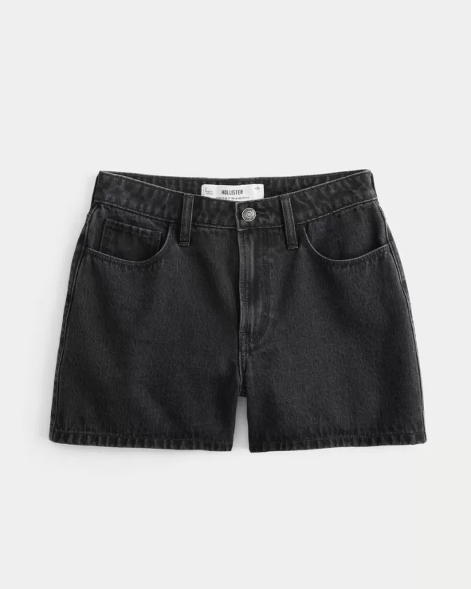High-Rise Washed Black Relaxed Denim Shorts 5″,High-Rise Washed Black Relaxed Denim Shorts 5″