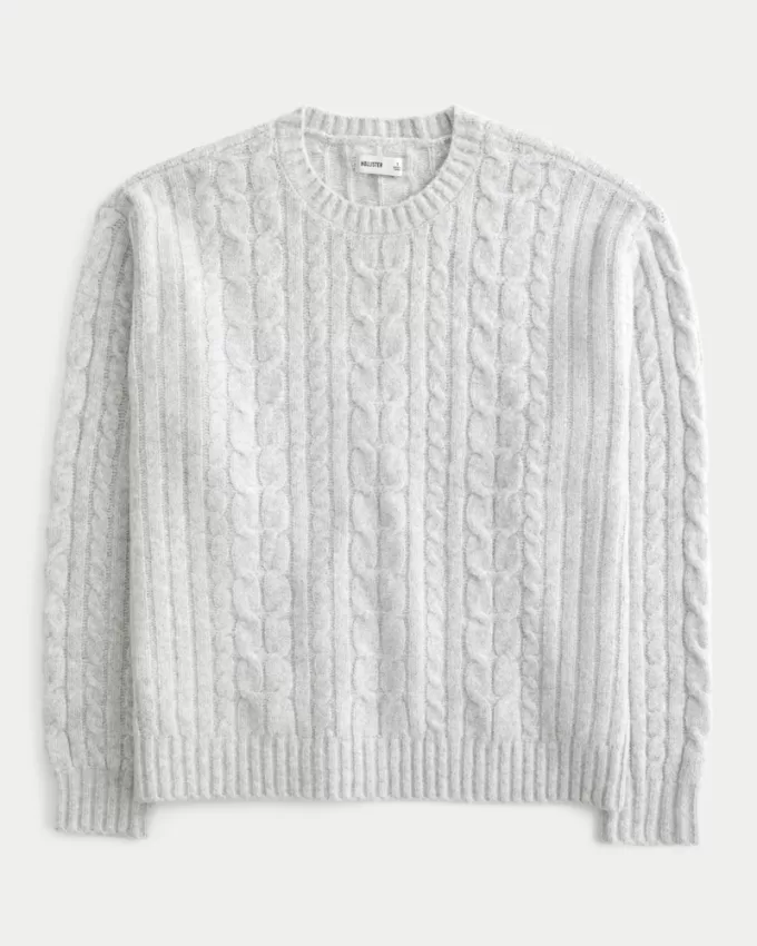 Hollister Comfy Cloud Cable-Knit Crew Sweater,Hollister Comfy Cloud Cable-Knit Crew Sweater