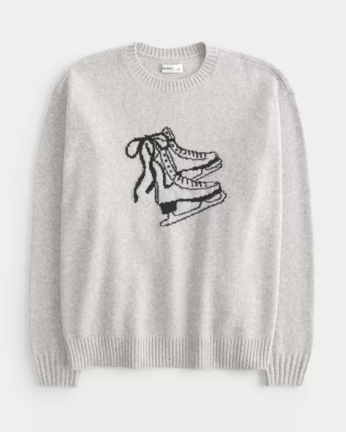 Hollister Comfy Cloud Ice Skates Graphic Crew Sweater,Hollister Comfy Cloud Ice Skates Graphic Crew Sweater