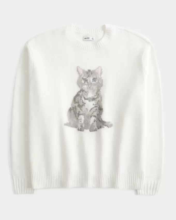 Hollister Comfy Cloud Kitten Graphic Sweater,Hollister Comfy Cloud Kitten Graphic Sweater