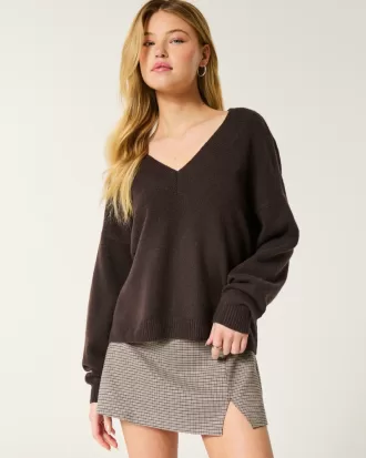 Hollister Comfy Cloud Oversized V-Neck Sweater,Hollister Comfy Cloud Oversized V-Neck Sweater