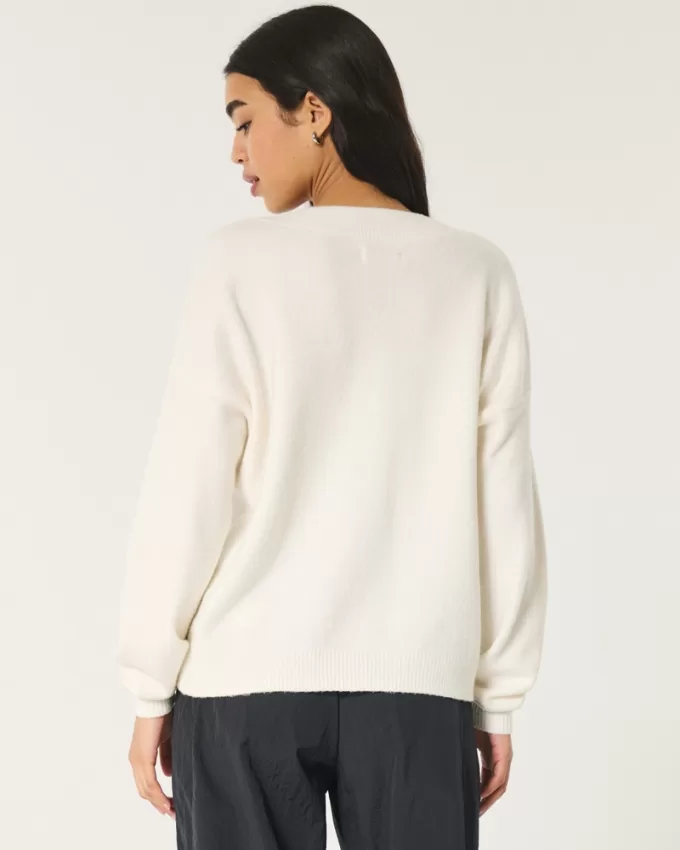 Hollister Comfy Cloud Oversized V-Neck Sweater,Hollister Comfy Cloud Oversized V-Neck Sweater