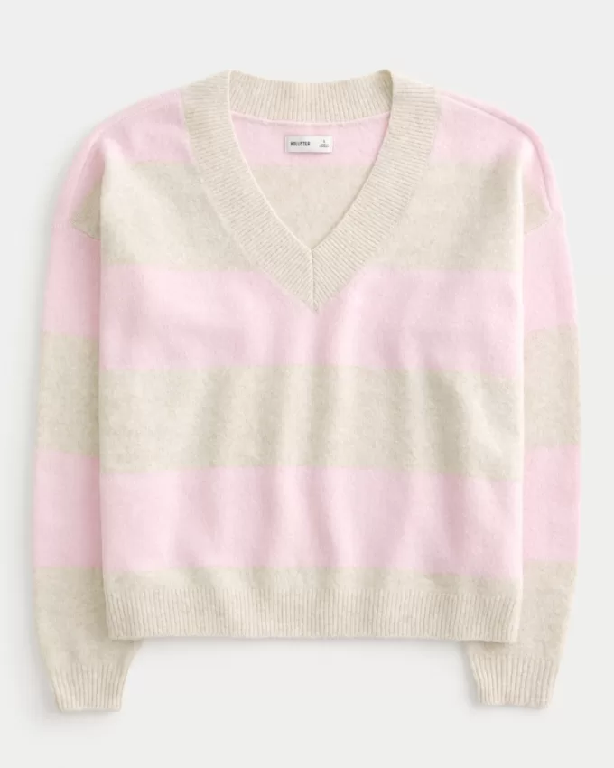 Hollister Comfy Cloud Oversized V-Neck Sweater,Hollister Comfy Cloud Oversized V-Neck Sweater