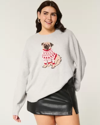 Hollister Comfy Cloud Puppy Graphic Crew Sweater,Hollister Comfy Cloud Puppy Graphic Crew Sweater