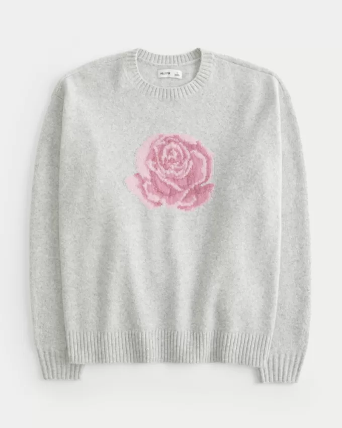 Hollister Comfy Cloud Rose Graphic Sweater,Hollister Comfy Cloud Rose Graphic Sweater