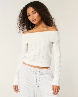 Hollister Comfy Cloud Stitchy Off-the-Shoulder Sweater,Hollister Comfy Cloud Stitchy Off-the-Shoulder Sweater