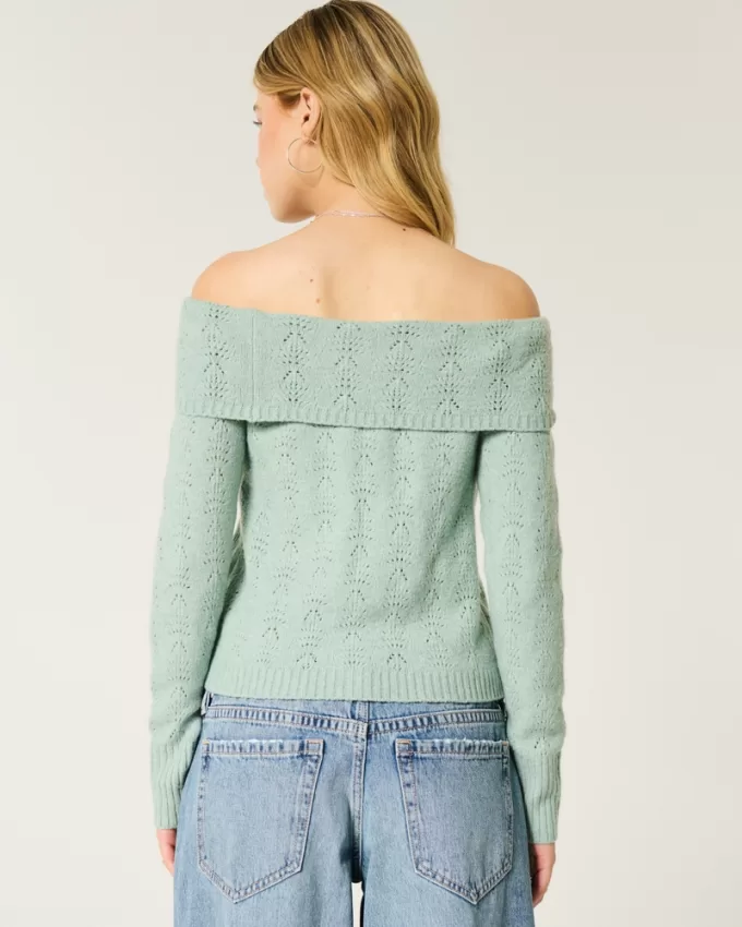 Hollister Comfy Cloud Stitchy Off-the-Shoulder Sweater,Hollister Comfy Cloud Stitchy Off-the-Shoulder Sweater